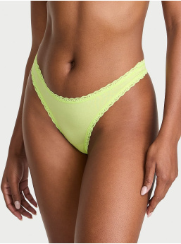 Cotton Lace-Waist Thong