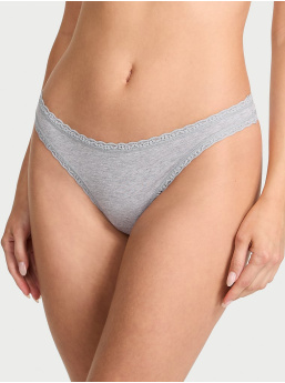 Cotton Lace-Waist Thong
