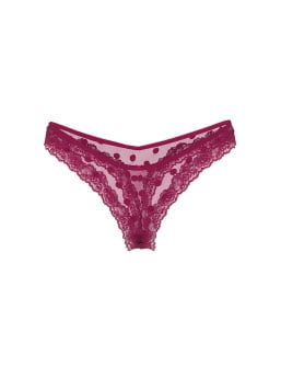 Sheer Heritage Dot Lace-Trim Thong Panty