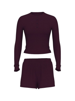 Modal Wide-Rib Long-Sleeve Short Lounge Set