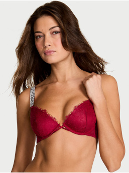 Shine Strap Rose Lace Lightly Lined Low-Cut Demi Bra