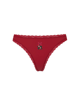 Cotton Lace-Waist Thong