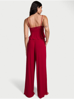 Modal Soft Lace-Trim Cami & Wide-Leg Pant Set