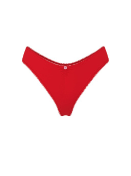 Stretch Cotton Heart Lace High-Leg Scoop Thong Panty