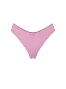 Stretch Cotton Heart Lace High-Leg Scoop Thong Panty