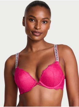 Bombshell Add-2-Cups Shine Strap Rose Lace Push-Up Bra