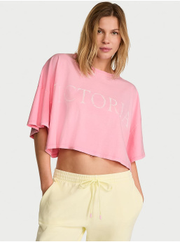 Logo Cotton Oversized Crop Tee