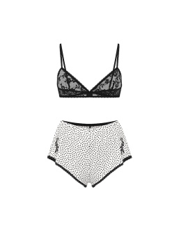 Lace Bralette & Chiffon Polka Dot Shorts Set