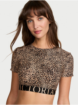 Cotton Short-Sleeve Bralette Crop Top