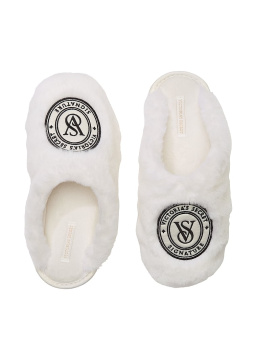Closed-Toe Faux Fur Slippers - Coconut White