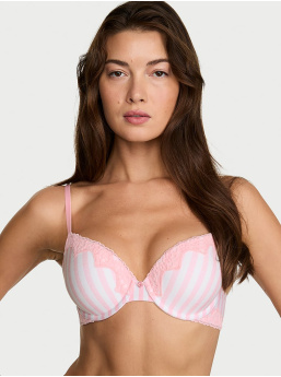 Perfect Shape Cotton Lace-Trim Push-Up Bra