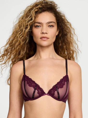 Sheer Shine Rose Unlined Low-Cut Demi Bra