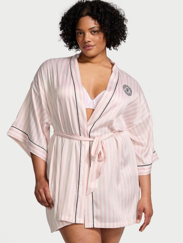 Satin Short Piped Robe