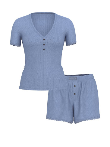 Pointelle Modal Henley Tee & Boxer Short Set