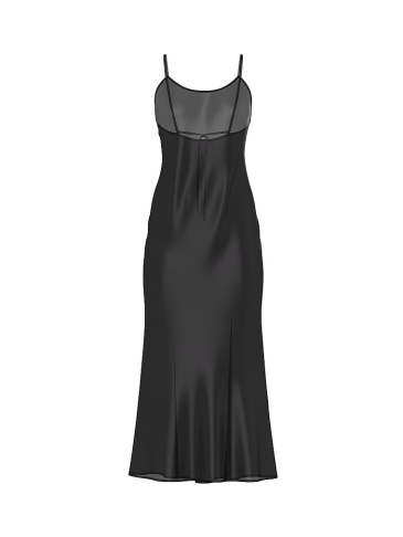 Luxe Sheer Satin Long Slip Dress