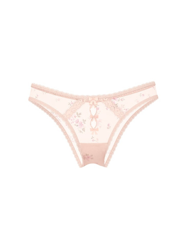Sheer Lace-Trim Brazilian Panty