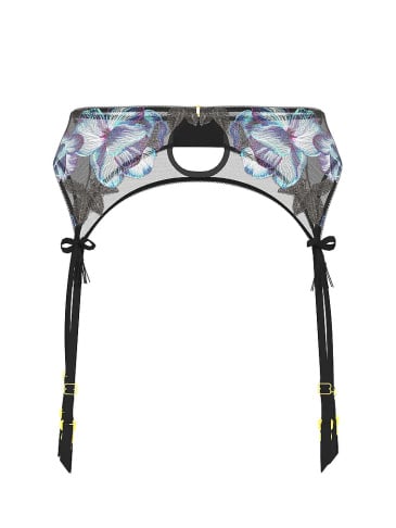 Electric Orchid Embroidery Garter Belt