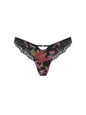 Rose Lace-Trim High-Leg Thong Panty