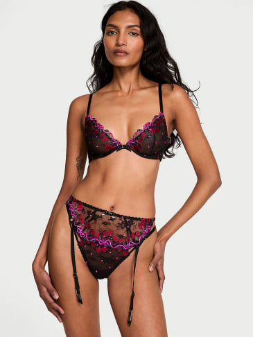 Cherry Pop Embroidery Garter Belt