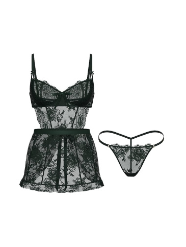 Wicked Rose Lace Shimmer Unlined Apron Set