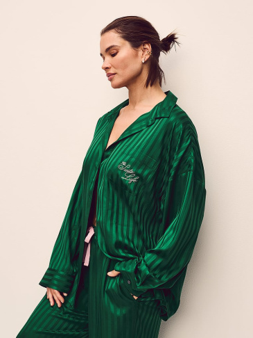 Signature Satin Oversized Long Pajama Set