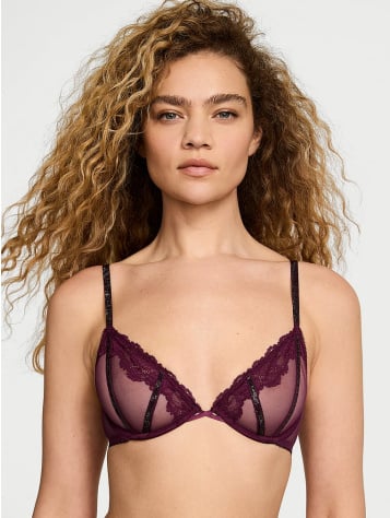 Sheer Shine Rose Unlined Low-Cut Demi Bra