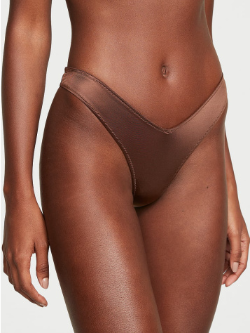 Smooth Strappy-Back High-Leg Thong Panty