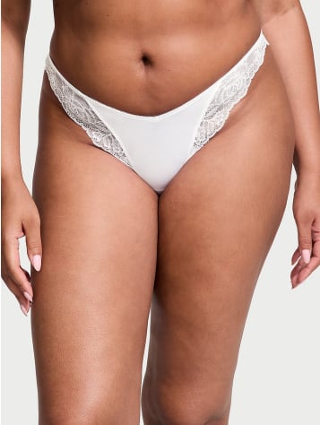 Rose Lace-Trim High-Leg Thong Panty