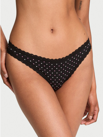 Cotton Lace-Waist Thong