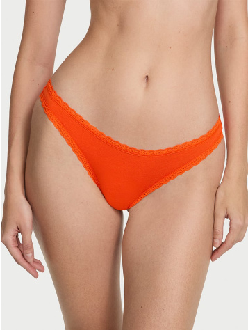 Cotton Lace-Waist Thong