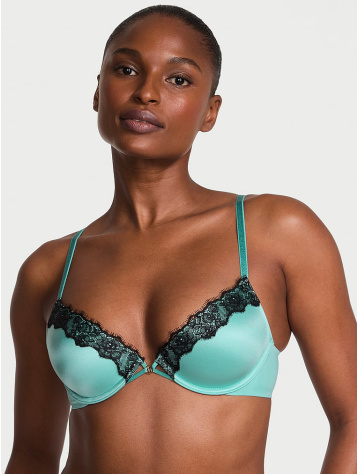 Lace-Trim Lightly Lined Plunge Demi Bra