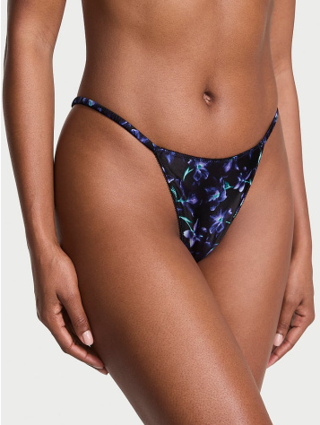 Satin Lace-Back Thong Panty