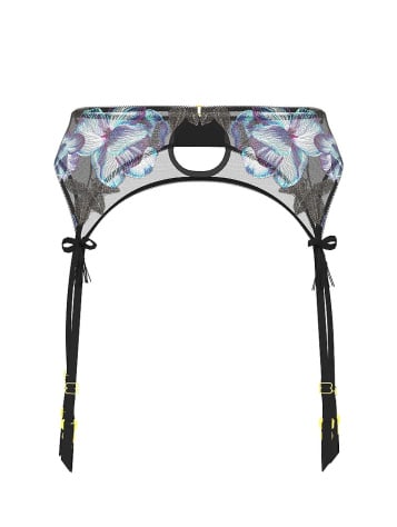 Electric Orchid Embroidery Garter Belt