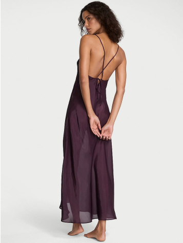 Luxe Sheer Satin Long Slip Dress
