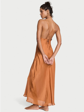 Luxe Sheer Satin Long Slip Dress