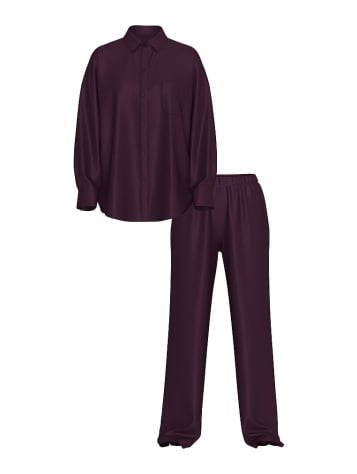 Luxe Sheer Satin Button-Front Long Pajama Set
