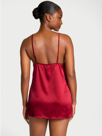 Satin Lace-Trim Mini Slip