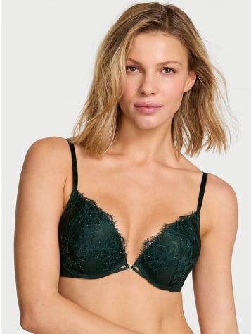 Bombshell Add-2-Cups Rose Lace Shimmer Push-Up Bra