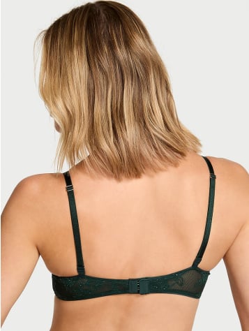 Rose Lace Shimmer Lightly Lined Plunge Demi Bra
