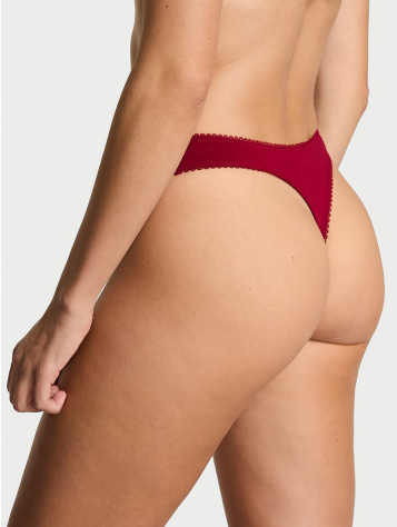 Stretch Cotton Sparkle High-Leg Scoop Thong Panty
