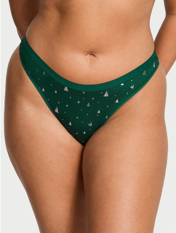 Stretch Cotton High-Leg Scoop Thong Panty
