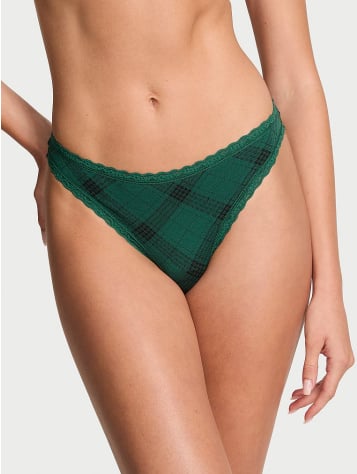 Cotton Lace-Waist Thong
