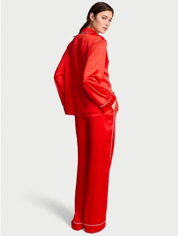 Glazed Satin Heart Long Pajama Set
