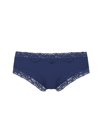 Cotton Shadow Stripe Lace-Waist Cheeky Panty