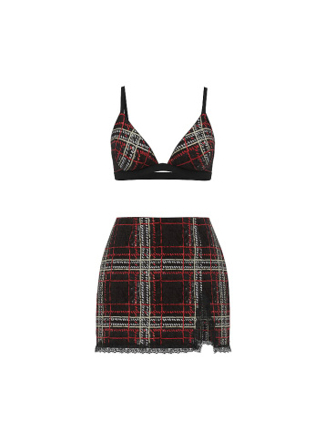 Sequin Tartan Bralette & Skirt Set