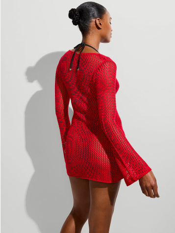 Beachwear Crochet Long-Sleeve Mini Dress