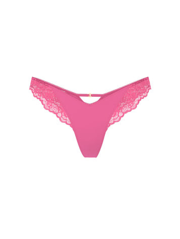 Rose Lace-Trim High-Leg Thong Panty