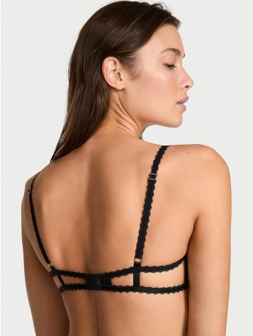 Heart Embroidery Strappy Open-Cup Demi Bra
