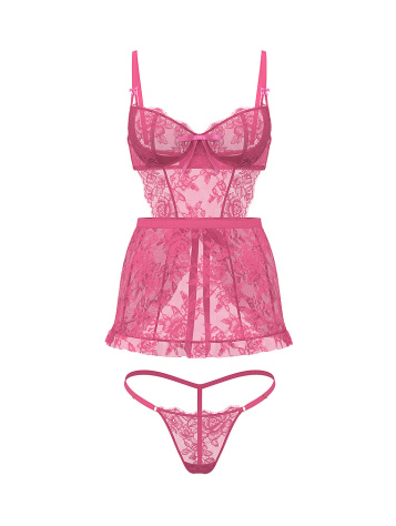 Wicked Unlined Rose Lace Apron Set