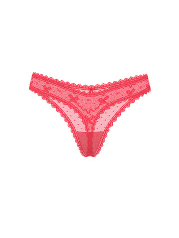Bow Lace Mesh Thong Panty